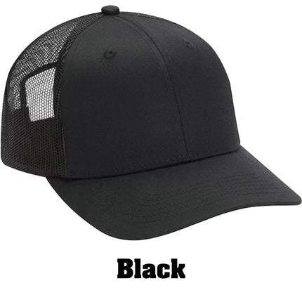 Value Leather Patch Hat – Adams PV112 Trucker Cap with Engraved Logo (Vegan or Genuine Leather)