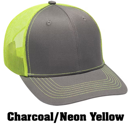 Value Leather Patch Hat – Adams PV112 Trucker Cap with Engraved Logo (Vegan or Genuine Leather)