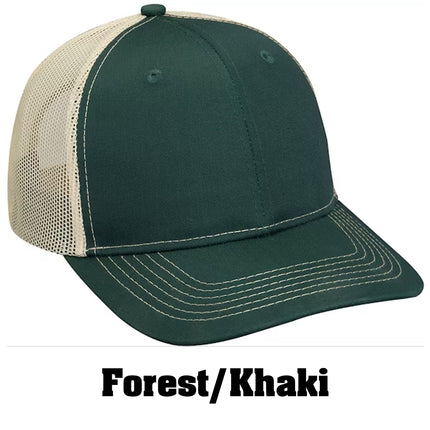 Value Leather Patch Hat – Adams PV112 Trucker Cap with Engraved Logo (Vegan or Genuine Leather)