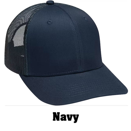 Value Leather Patch Hat – Adams PV112 Trucker Cap with Engraved Logo (Vegan or Genuine Leather)