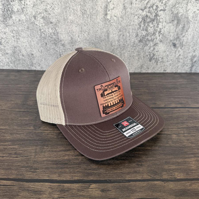 Truck Driver Definition Hat, Leather Patch Hat, Richardson 112 Trucker Cap, Funny Trucker Gift, Semi Driver Hat for Men