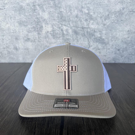 American Cross Hat - Richardson 112,Christian Hat, Patriotic Hat - patchpalooza