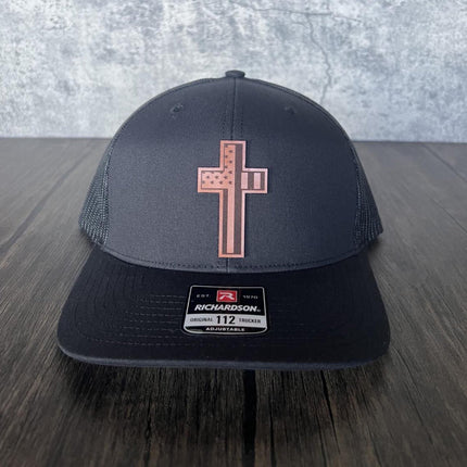 American Cross Hat - Richardson 112,Christian Hat, Patriotic Hat - patchpalooza