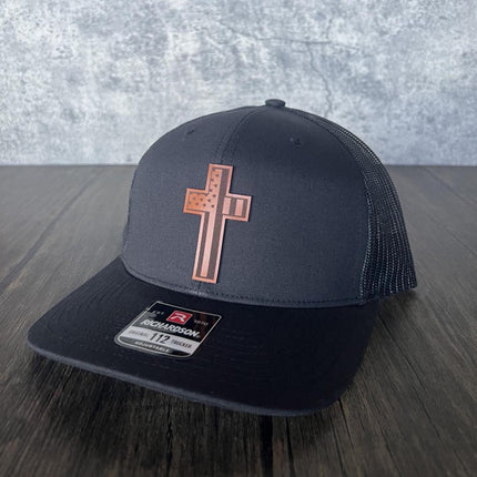 American Cross Hat - Richardson 112,Christian Hat, Patriotic Hat - patchpalooza