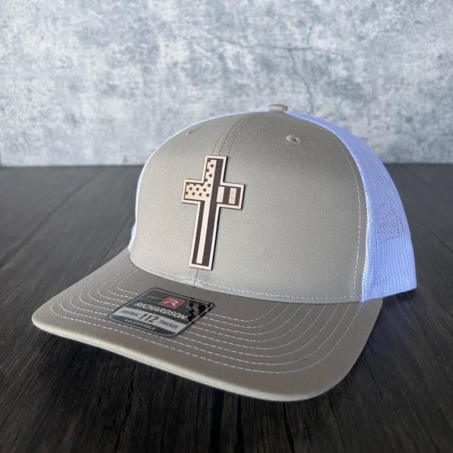 American Cross Hat - Richardson 112,Christian Hat, Patriotic Hat - patchpalooza