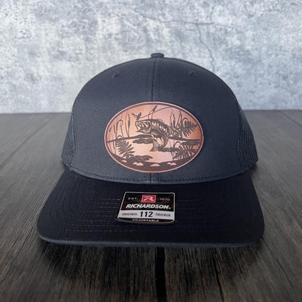 Bass fishing hat styled for fishing and camping enthusiasts
