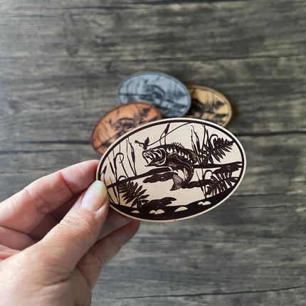 Bass Lake Leather Patch - Choose Your Color - patchpalooza