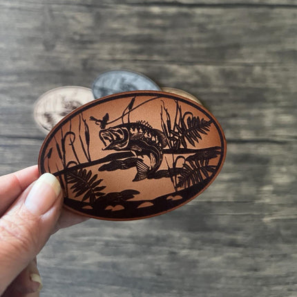 Bass Lake Leather Patch - Choose Your Color - patchpalooza