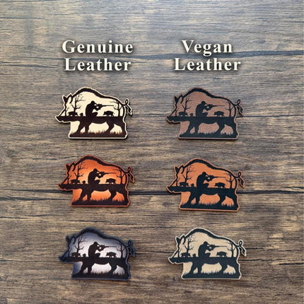 Boar Hunting Patch, Wild Hog Leather Patch, Hunter Patch for Hats Bags Jackets, Outdoorsman Gift - Patch Palooza