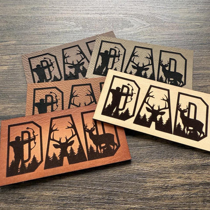 Bowhunting Dad Patch, Leather Patch with Deer Scene, Hunting Patch for Dads, Patch for Hats Bags Jackets - Patch Palooza