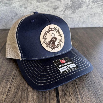 Calvary Crown Leather Patch Hat - Richardson 112, Christian Hat - patchpalooza