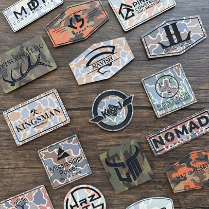 Camo Patches in Vegan Leather for Groups, Events, Business, Churches, Logo - patchpalooza