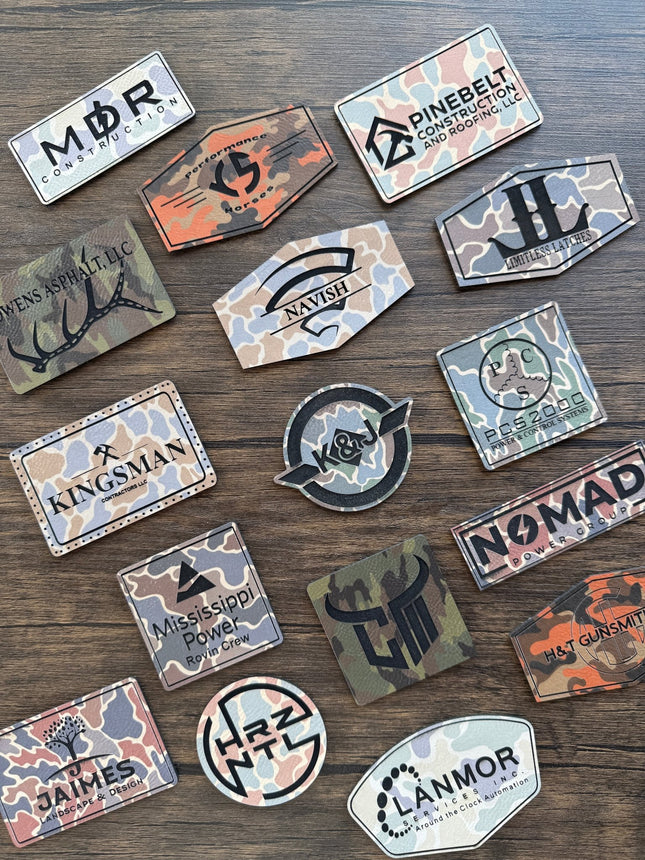 Camo Patches in Vegan Leather for Groups, Events, Business, Churches, Logo - patchpalooza