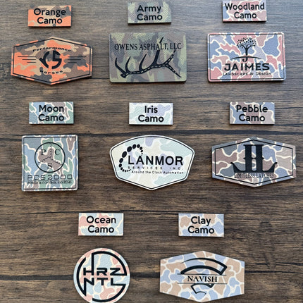 Camo Patches in Vegan Leather for Groups, Events, Business, Churches, Logo - patchpalooza