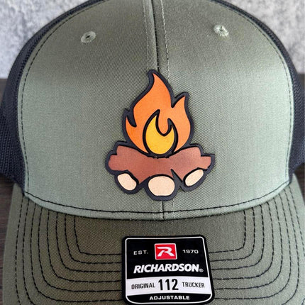 Campfire Hat, 3D Patch Richardson 112 Trucker Cap, Camping Gift for Men, Outdoor Adventure Hat - Patch Palooza