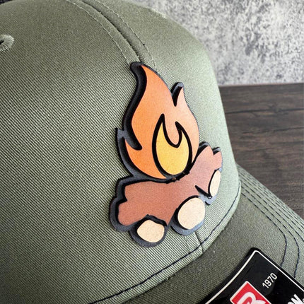 Campfire Hat, 3D Patch Richardson 112 Trucker Cap, Camping Gift for Men, Outdoor Adventure Hat - Patch Palooza