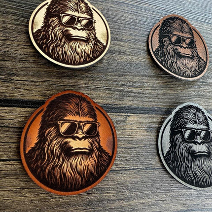 Cool Dude Bigfoot Leather Patch - Choose Your Color - patchpalooza