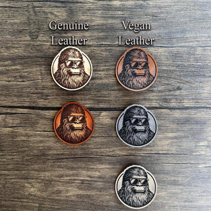 Cool Dude Bigfoot Leather Patch - Choose Your Color - patchpalooza