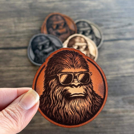 Cool Dude Bigfoot Leather Patch - Choose Your Color - patchpalooza