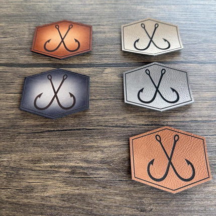 Crossed Hooks Leather Patch - Choose Your Color - patchpalooza