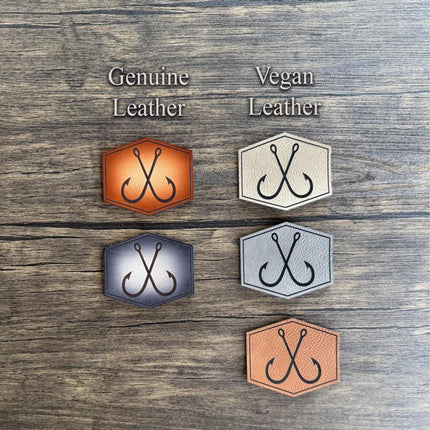 Crossed Hooks Leather Patch - Choose Your Color - patchpalooza