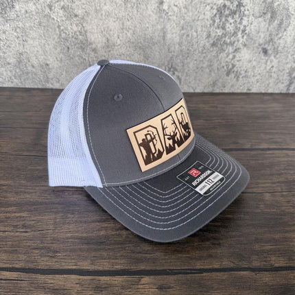 Dad Leather Patch Hat, Richardson 112 Trucker Cap for Hunters, Bow Hunting Dad Hat - Patch Palooza