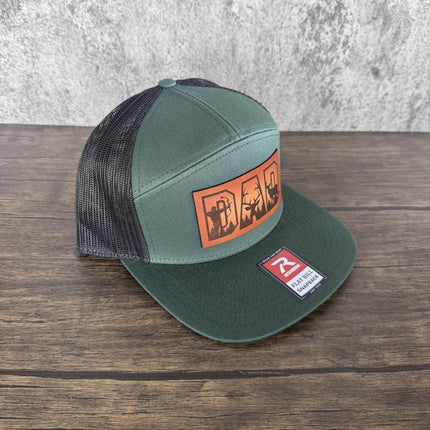 Dad Leather Patch Hat, Richardson 168 Flat Bill Snapback, Bow Hunting Dad Hat, Father's Day Gift, Outdoor Gift for Dad - Patch Palooza