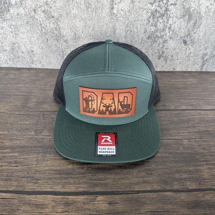 Dad Leather Patch Hat, Richardson 168 Flat Bill Snapback, Bow Hunting Dad Hat, Father's Day Gift, Outdoor Gift for Dad - Patch Palooza