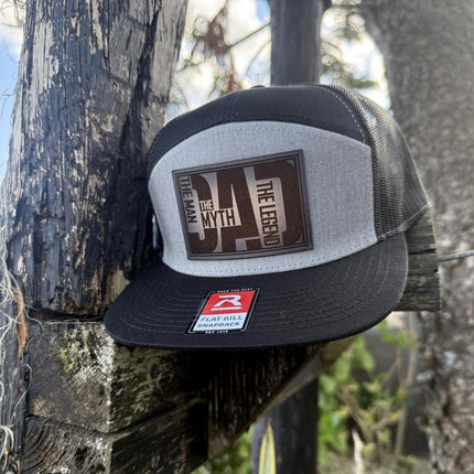 Dad Leather Patch Hat, Richardson 168 Flat Bill Snapback, The Man The Myth The Legend Hat - Patch Palooza