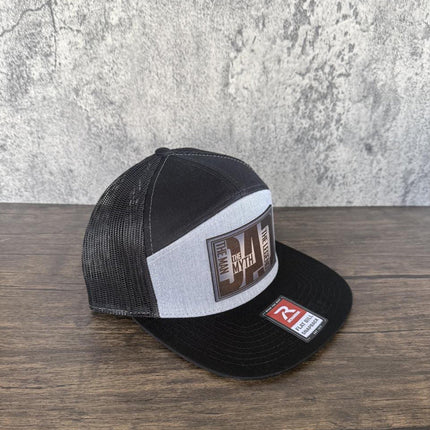 Dad Leather Patch Hat, Richardson 168 Flat Bill Snapback, The Man The Myth The Legend Hat - Patch Palooza