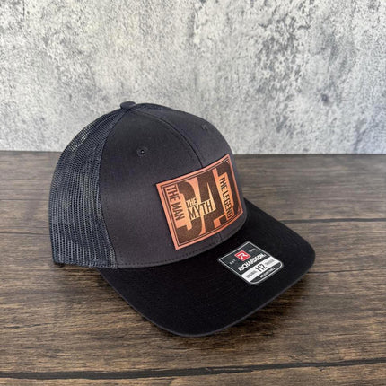Dad Leather Patch Hat, The Man, The Myth, The Legend, Richardson 112 Trucker Cap for Men - Patch Palooza