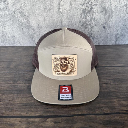 Dads with Beards Hat, Leather Patch Dad Hat, Richardson 168 Flat Bill Snapback, Beard Dad Gift, Funny Father's Day Hat - Patch Palooza