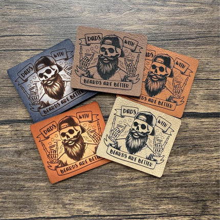 Dads with Beards Patch, Funny Beard Dad Leather Patch, Skeleton Patch for Hats Bags Jackets, Father's Day Gift - Patch Palooza