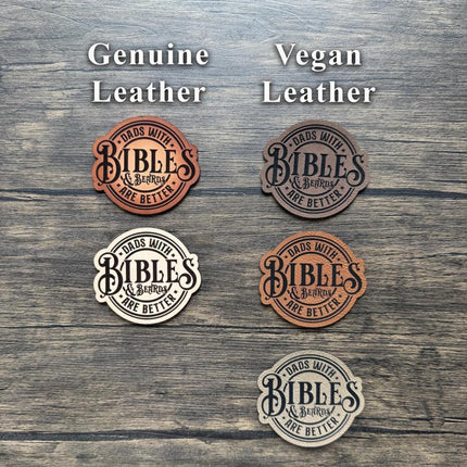 Dads with Bibles and Beards Patch, Christian Dad Leather Patch, Funny Beard Patch for Hats Bags Jackets - Patch Palooza