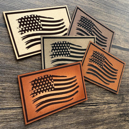 Distressed Flag Patch, Leather American Flag Patch, Patriotic Patch for Hats Bags Jackets, USA Flag Patch - Patch Palooza