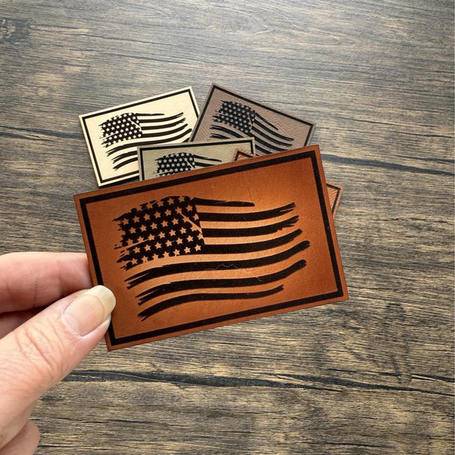 Distressed Flag Patch, Leather American Flag Patch, Patriotic Patch for Hats Bags Jackets, USA Flag Patch - Patch Palooza