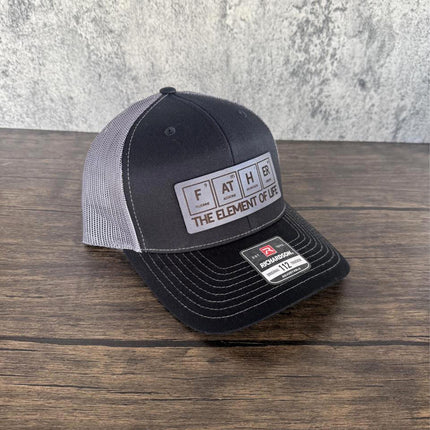 Father Element Hat, Leather Patch Dad Hat, Richardson 112 Trucker Cap, Science Dad Gift, Father's Day Hat for Men - Patch Palooza