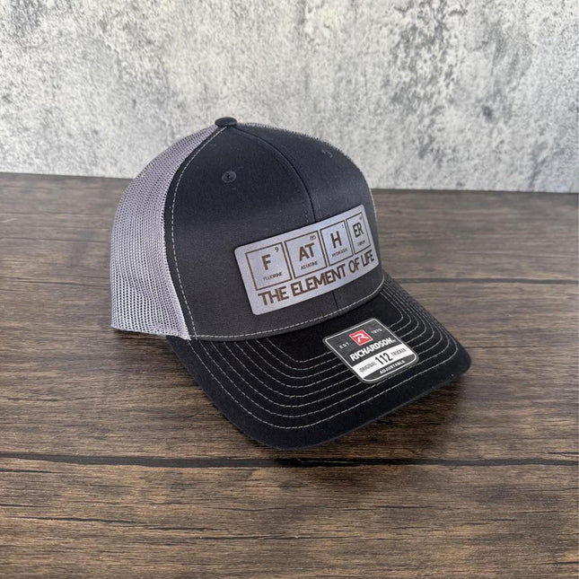 Father Element Hat, Leather Patch Dad Hat, Richardson 112 Trucker Cap, Science Dad Gift, Father's Day Hat for Men - Patch Palooza