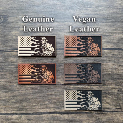 Firefighter Flag Patch, Leather Patch Firefighter, Fireman Patch for Hats Bags Jackets, First Responder Gift - Patch Palooza