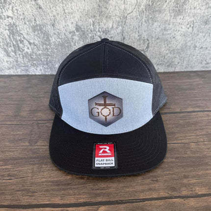 God Crown of Thorns Hat – Richardson 168 Snapback – Leather Patch Christian Flat Bill Cap - Patch Palooza