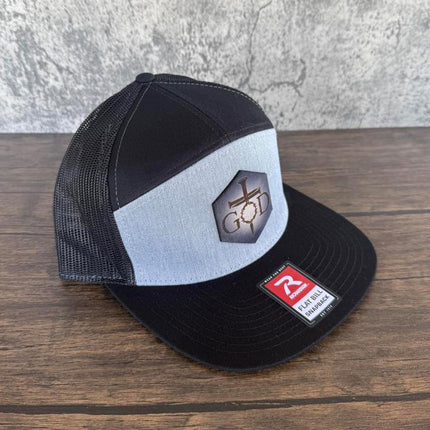 God Crown of Thorns Hat – Richardson 168 Snapback – Leather Patch Christian Flat Bill Cap - Patch Palooza