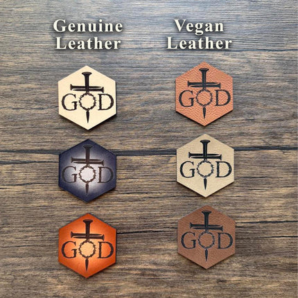 God Crown of Thorns Patch, Christian Leather Patch with Cross of Nails, Faith Patch for Hats Bags Jackets - Patch Palooza