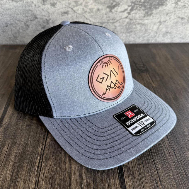 God is Greater Than Symbol Hat - Richardson 112, Christian Hat - patchpalooza