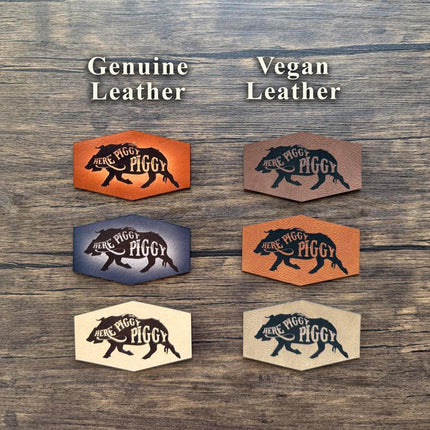 Here Piggy Piggy Patch, Wild Boar Hunting Leather Patch, Funny Hunter Patch for Hats Bags Jackets - Patch Palooza