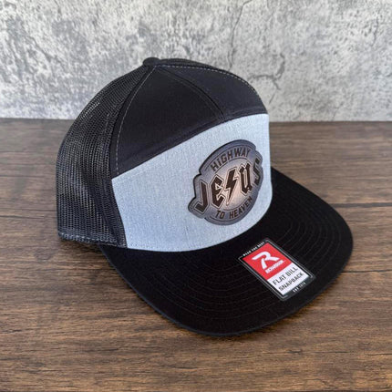 Highway to Heaven Hat – Richardson 168 Snapback – Leather Patch Jesus Flat Bill Cap - Patch Palooza