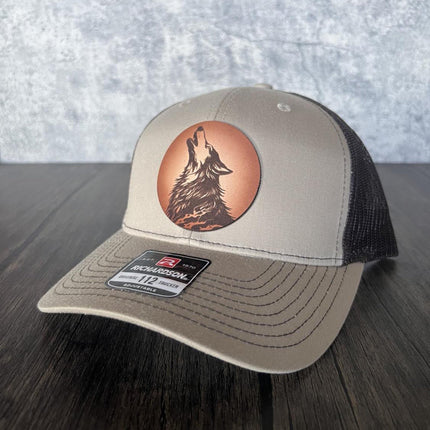 Howling at the Moon Wolf Hat - Richardson 112, Alpha Wolf - patchpalooza