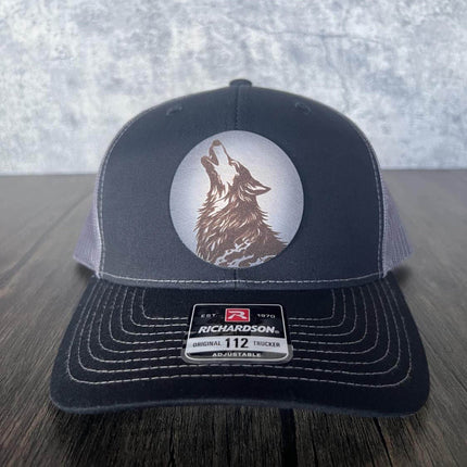 Howling at the Moon Wolf Hat - Richardson 112, Alpha Wolf - patchpalooza