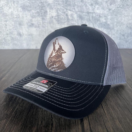 Howling at the Moon Wolf Hat - Richardson 112, Alpha Wolf - patchpalooza