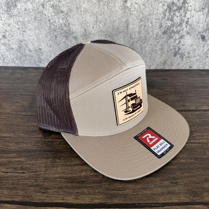 Funny Trucker Hat, I'm Not Speeding I'm Qualifying Hat, Leather Patch Hat, Richardson 168 Flat Bill Snapback, Gift for Truck Drivers