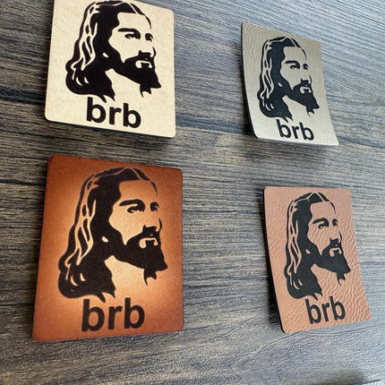 Side view of Jesus BRB Patches in Vegan Leather and Genuine Leather
